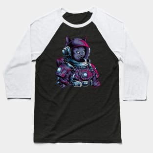 Futuristic Cat: Cyberpunk Astronaut from the Future Baseball T-Shirt